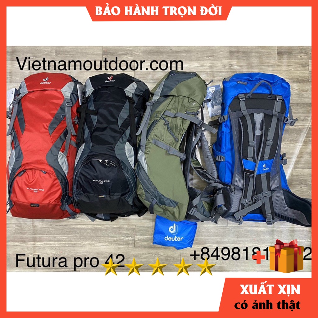 Balo du lịch, phượt, leo núi Deuter Futura Pro 42 cao cấp Backpack Trekking nam nữ có đai trợ lực chống nước tốt
