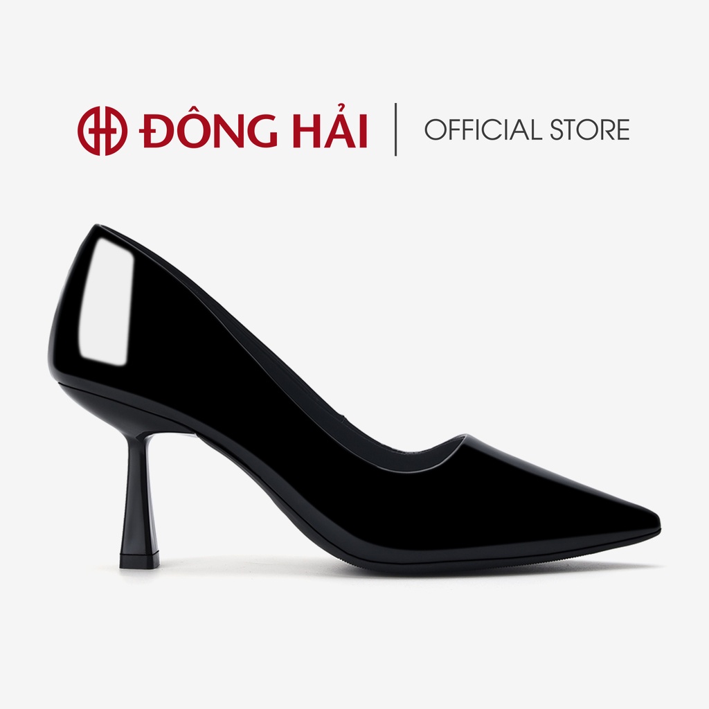 Giày cao gót nữ Đông Hải mũi nhọn da bóng thanh lịch gót cao 7cm dễ di chuyển - G5801