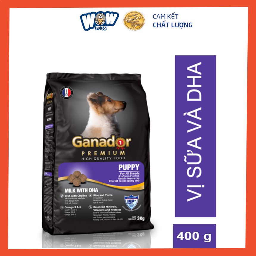 [E013] Thức ăn cho chó con Ganador Puppy vị sữa và DHA 400g wowpets thức ăn hạt khô cho chó