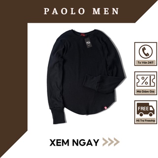 [Giảm 10k]  Áo Cotton Paolo Men gân tay dài vivu chơi lễ Đà Lạt đậm chất nỉ mềm mại.