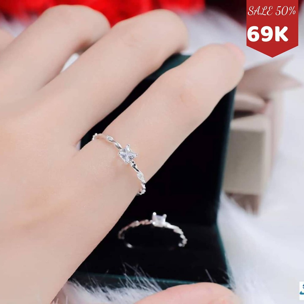 Nhẫn bạc nữ đá xoắn 4 chấu