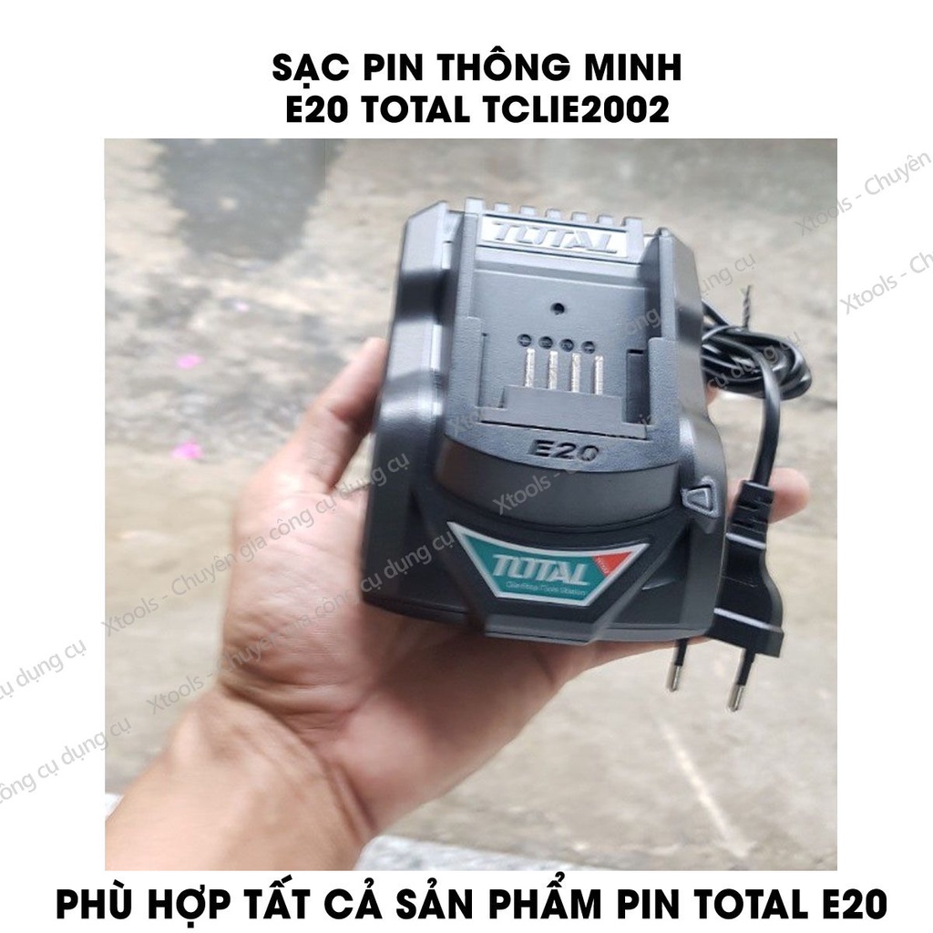 Bộ sạc pin nhanh 20V TOTAL TCLIE2002 Đế sạc nhanh công suất 50W sạc nhanh 2A.h/1h dùng được cho cả pin 4A.h và Pin TOTAL