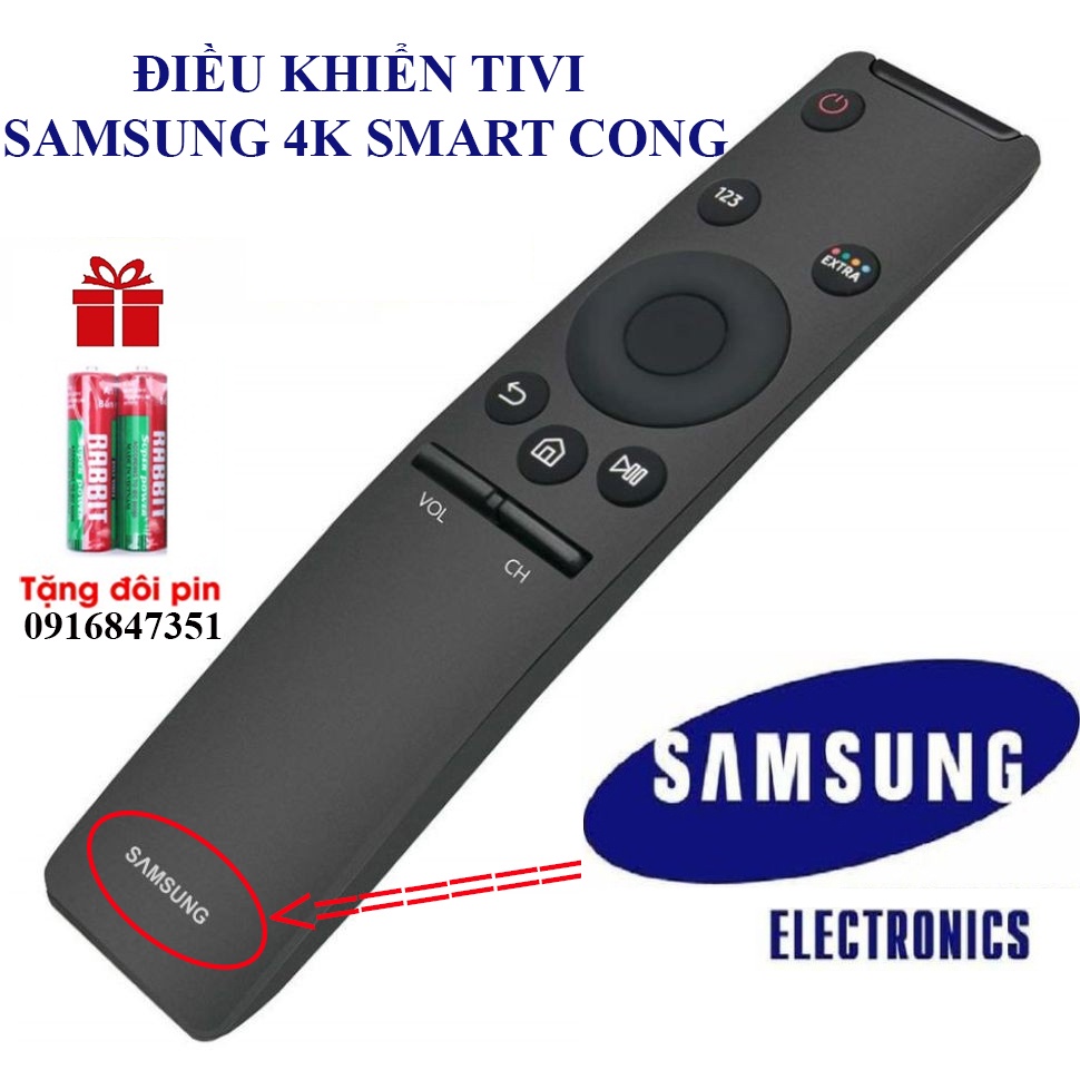 ĐIỀU KHIỂN TV SAMSUNG 4K SMART CONG REMOTE TIVI samsung (LƯNG ĐEN - KHÔNG VOICE)