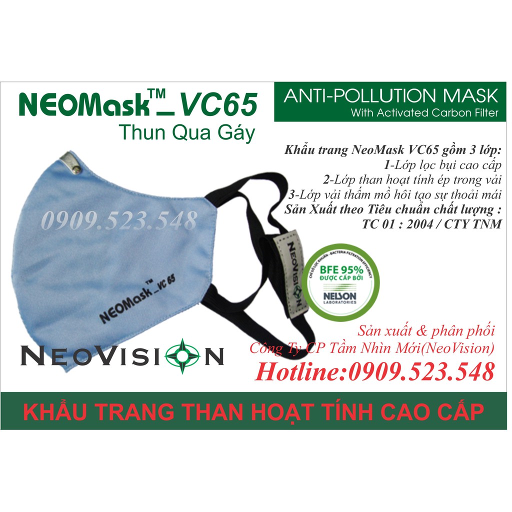 Khẩu trang Neomask VC65-TQG thun quàng gáy, khẩu trang Neovision chống bụi lọc không khí ô nhiễm