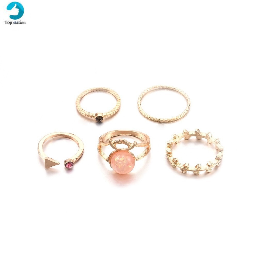 Nhẫn hở đính đá ngọc trai nhân tạo nhiều kiểu tùy chọn phong cách hip hop