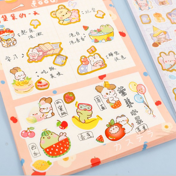 Sticker - nhãn dán hoạt hình hoạt - hình động vật trang trí sổ tay - DIY 9cm x 17cm