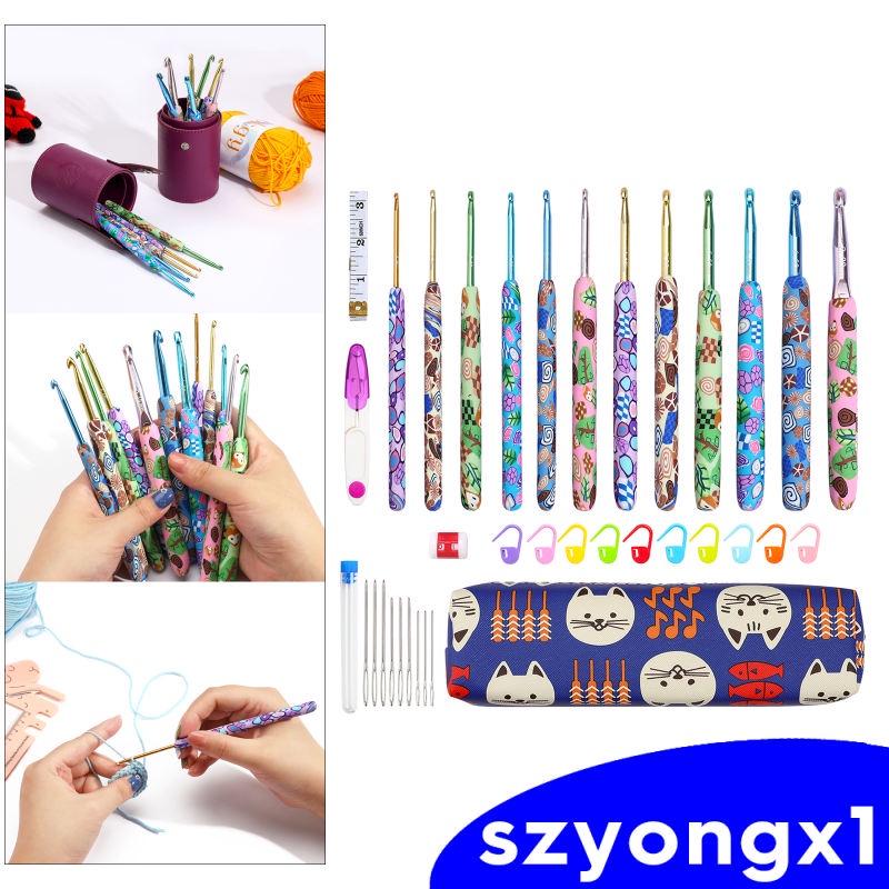 Bộ Dụng Cụ Móc Đan Len - Dụng Cụ Đan Móc + Hộp Đựng Cho Người Lớn Mới Bắt Đầu