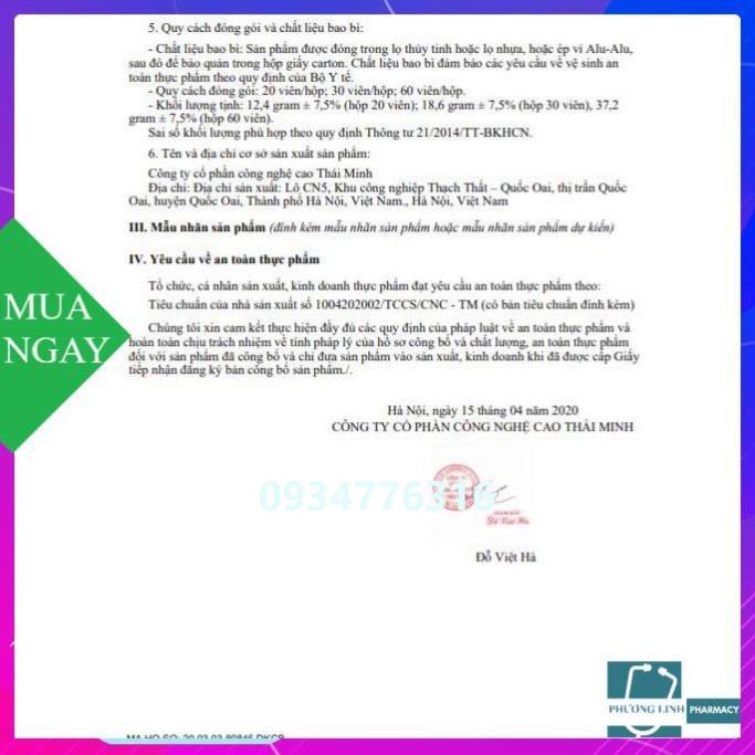 Viên uống Gastroclean Thái Minh hổ trợ cho người bị viêm loét dạ dày, hộp 20 viên