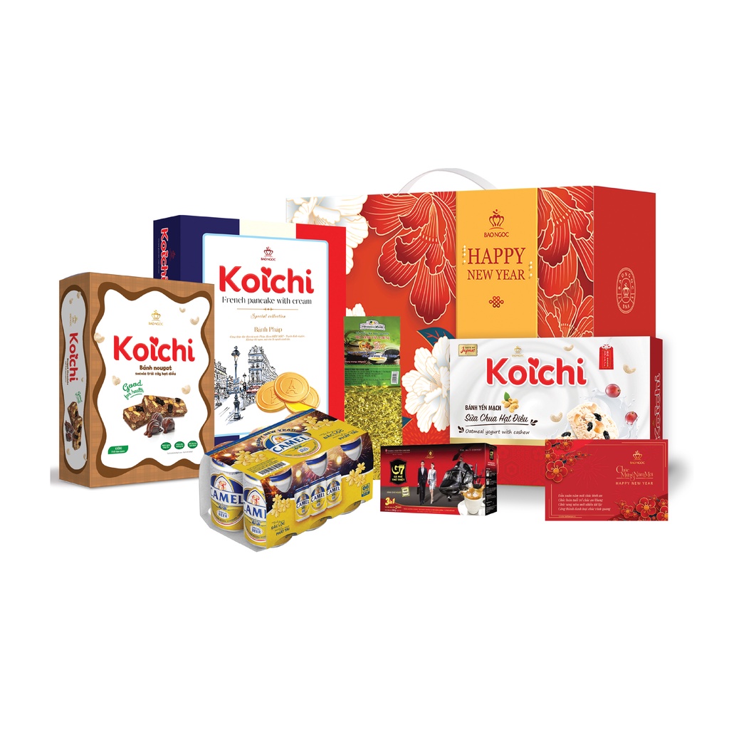 Set quà Tết Bảo Ngọc - "Xuân Hạnh Phúc" - Quà biếu, quà tặng  cao cấp, sang trọng - Hộp thiết kế tinh tế, đẹp mắt