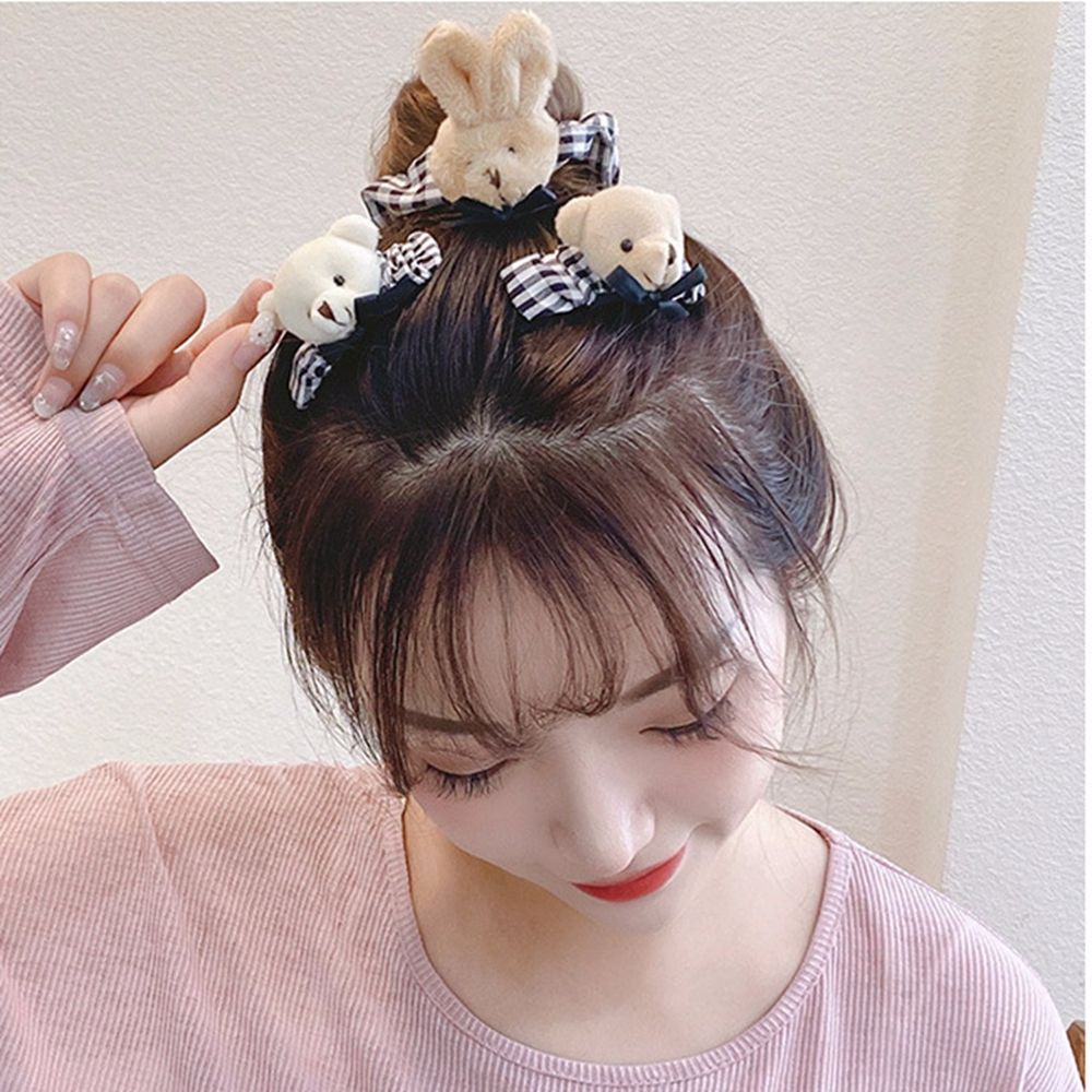 Dây Cột Tóc Vải Bông Co Giãn Hình Gấu / Thỏ Hoạt Hình Phong Cách Hàn Quốc Cổ Điển Có Thể Điều Chỉnh Cho Nữ