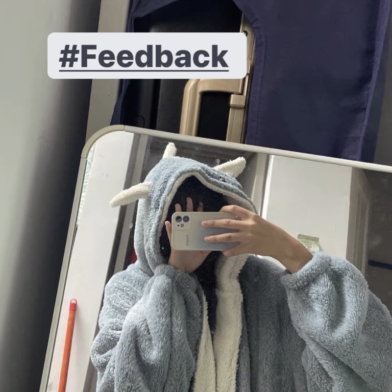 Áo choàng lông mặc nhà mùa đông có mũ trùm đầu hình thú dễ thương