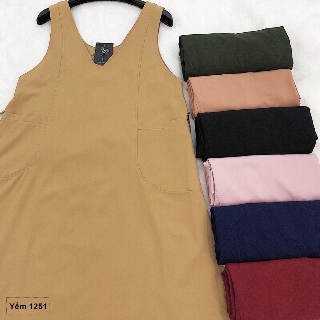 [HANNA] Đầm bầu yếm công sở yếm rời có size 40-80kg CHẤT VẢI CAO CẤP thấm mồ hôi thoáng mát không xù không nhăn