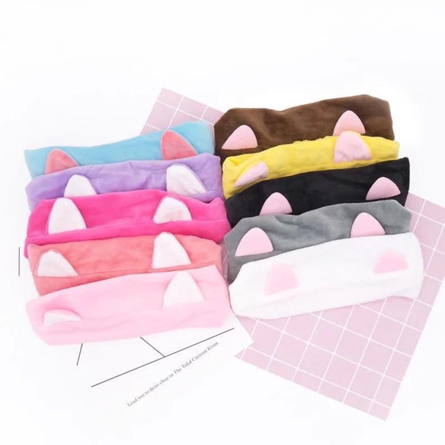 Băng đô thiết kế tai mèo phong cách Hàn Quốc dễ thương hỗ trợ rửa mặt đa năng BD01