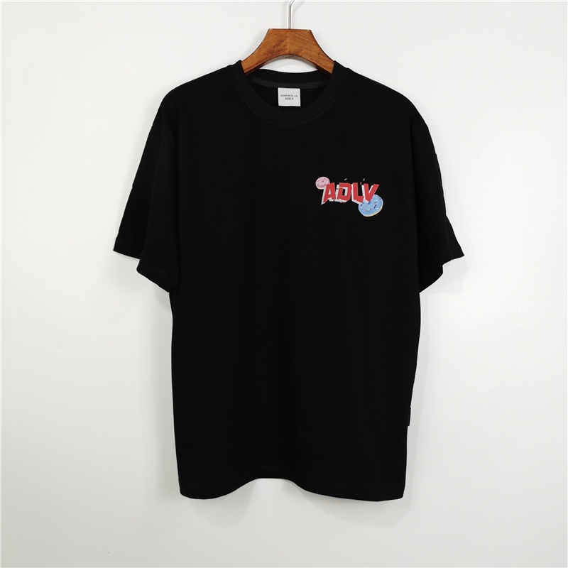 ADLV Áo Thun Cotton Ngắn Tay Dáng Rộng Họa Tiết Chữ Hoạt Hình Thời Trang Cho Nam Nữ