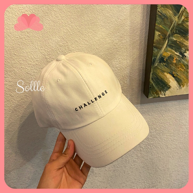 Mũ lưỡi trai nam nữ Ulzzang cotton thêu chữ CHALLENGE cá tính Hàn Quốc Sollle M04L