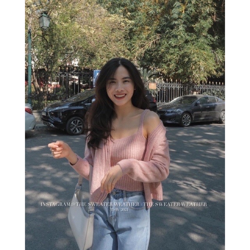 Set Len Hai Món Kèm Cardigan QC