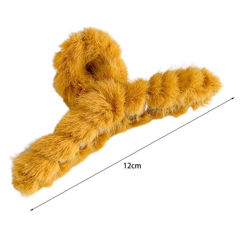 Kẹp tóc càng cua phủ vải lông thiết kế cỡ lớn độc đáo thời trang