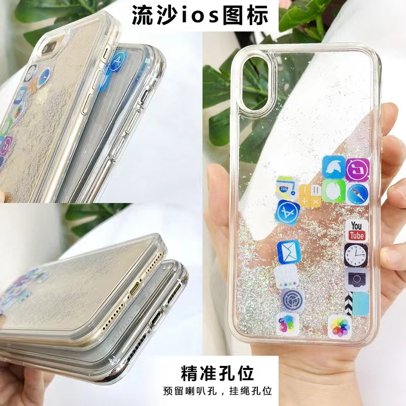 Ốp Điện Thoại Kim Tuyến Nước Họa Tiết Ứng Dụng Cho iphone 15 14 13 12 11 pro x xs max mini 7 8 6 6s plus