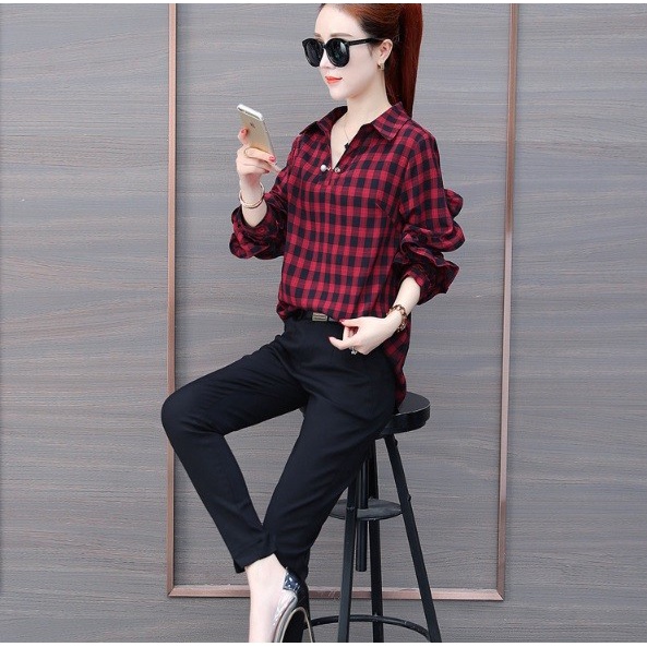 Q090711 -  Áo sơ mi nữ kẻ caro hàng nhập