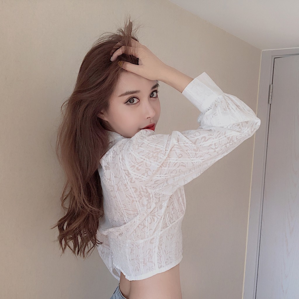 Áo Sơ Mi Lưới Ren Cổ V Ulzzang - Emilyshop