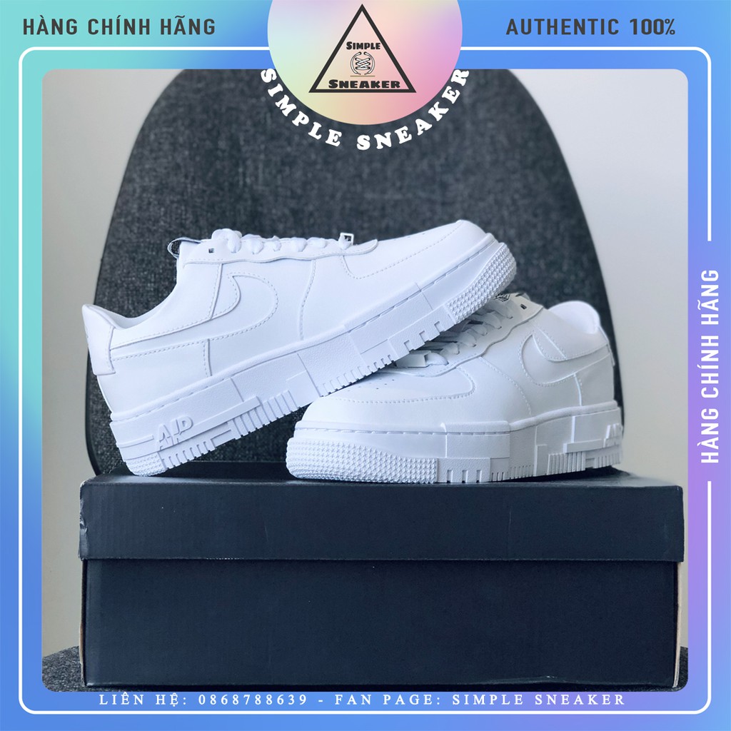 Giày Nike Air Force 1 FREESHIP Nike Air Force Auth - Giày Nike AF1 Pixel All White Chính Hãng - Simple Sneaker