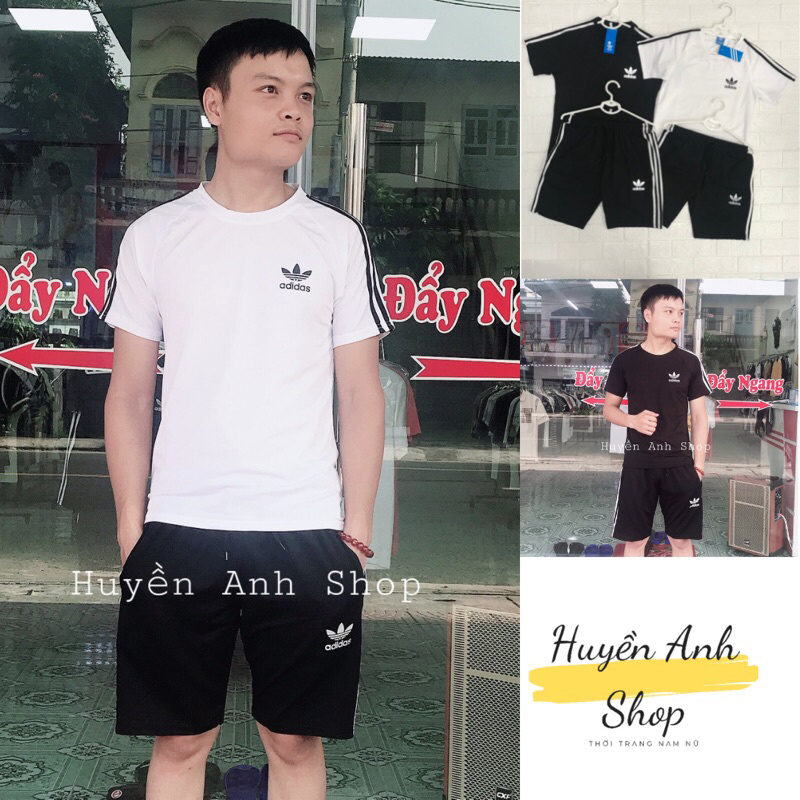 [FREESHIP 50K] Bộ Thể Thao Nam Cộc Tay 3 Sọc Fullsize 2 Màu Đen/Trắng