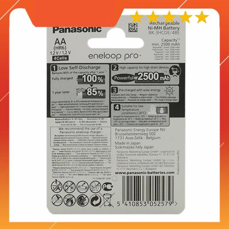 Pin sạc Panasonic AA eneloop 2500mAh / 1 vỉ 4 viên - i3H7(KB1H2)