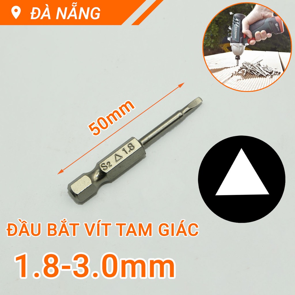 Đầu bắt vít tam giác dài 50mm chuôi lục thép S2