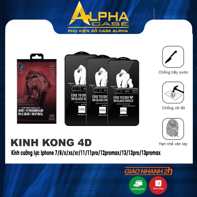 Kính cường lực iphone KingKong 5/5s/6/6s/6splus/7/7plus/8/8plus/x/xr/xs/11/12/13/pro/max/plus/promax