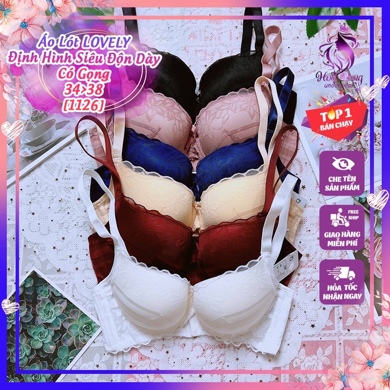 Áo Ngực Định Hình Ren Lovely Chính Hãng  Độn Dày 5p - Siêu Nâng,Tạo Khe Hoàn Hảo VIP