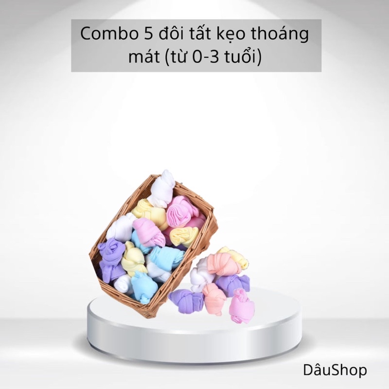 Combo 5 đôi tất kẹo thoáng mát (từ 0-3 tuổi)