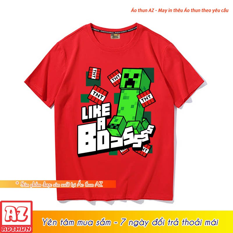 Áo thun Minecraft trẻ em 2 màu đen và đỏ - Like a Boss M2780