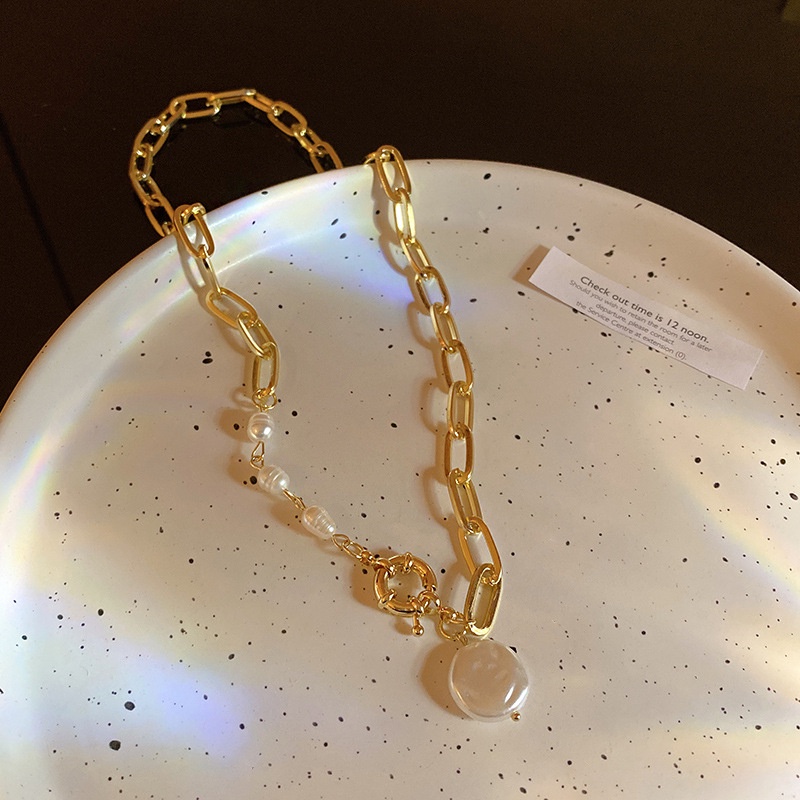 Vòng cổ Kim Loại Đính Ngọc Trai Phong Cách Baroque Cổ Điển Dành Cho Nữ