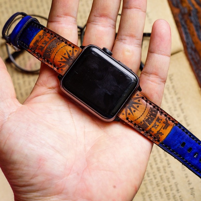 Dây Đồng Hồ Da Thật RAM Leather Trống Đồng Việt Nam Xanh Navy Da Bò Thật Bền Đẹp