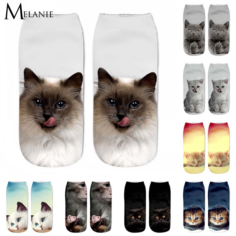 Fashion Funny Girls Women Casual Socks 3D cute Animal Ankle Short