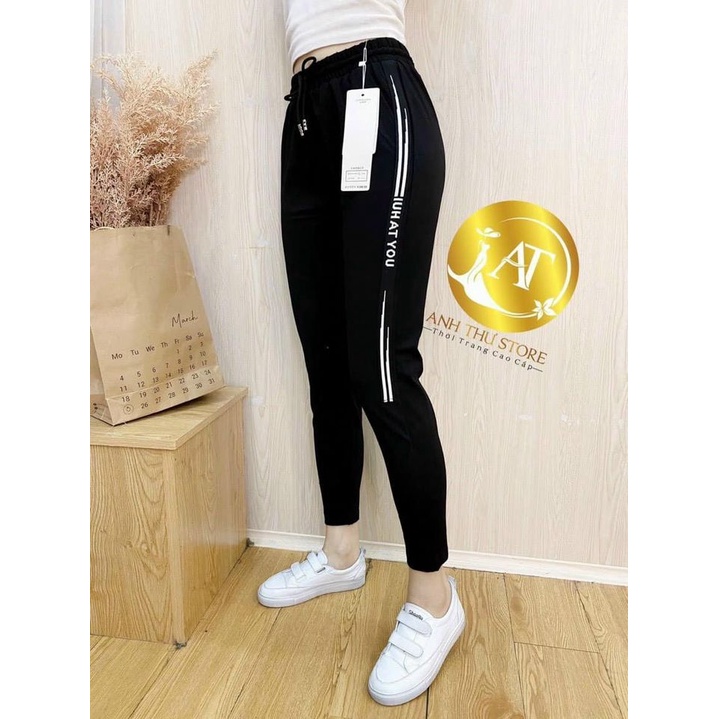 Quần baggy nữ sọc chữ cạp chun chất umi hàn cực tôn dáng M06