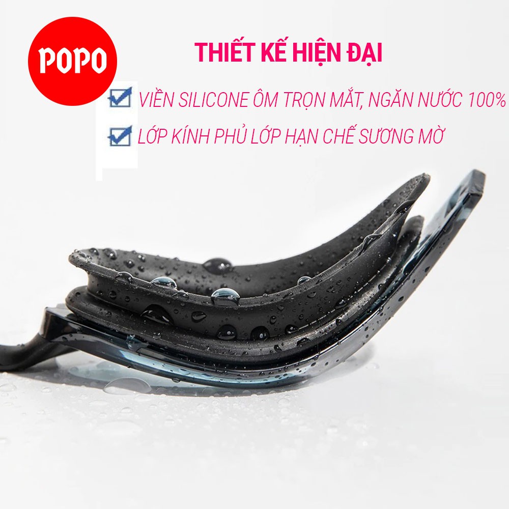 Kính bơi người lớn tráng gương POPO 720 chính hãng cản tia UV, chống sương mờ kiếng bơi thi đấu cho nam nữ