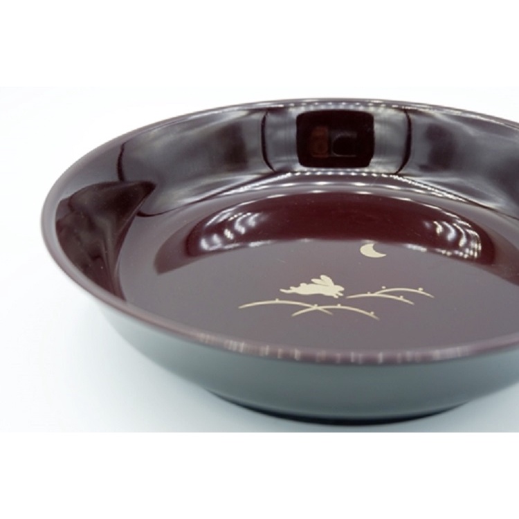 Daiso Khay sơn mài Yamanaka hoa văn thỏ đen 21cm