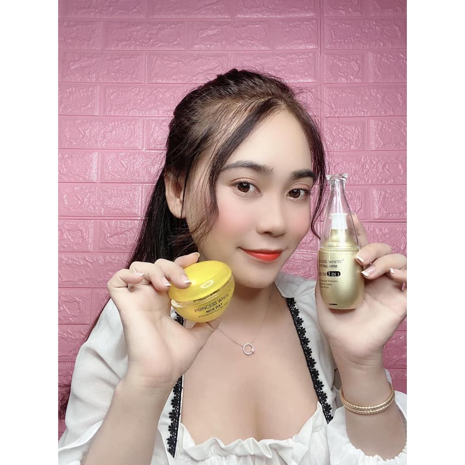 [FreeShip + Tặng Kem Dưỡng Da Tay] Combo Kem Nice Day Dưỡng Trắng Da Serum 3in1 Princess White Căng Mịn Da