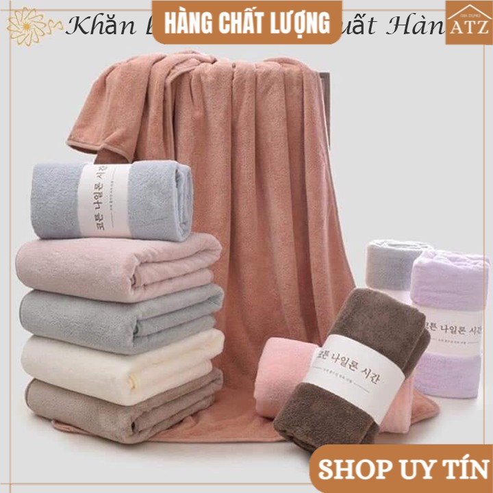 Khăn tắm lông cừu Hàn Quốc màu trơn size lớn 70x140cm, nặng 300g