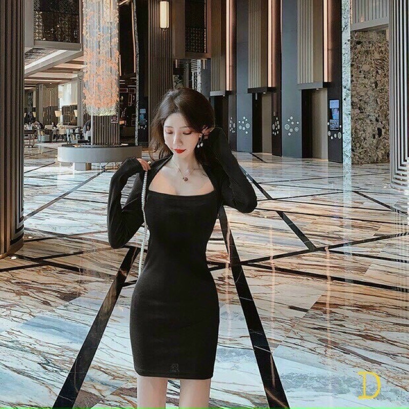 đầm ôm borip tay dài kiểu chùm vai