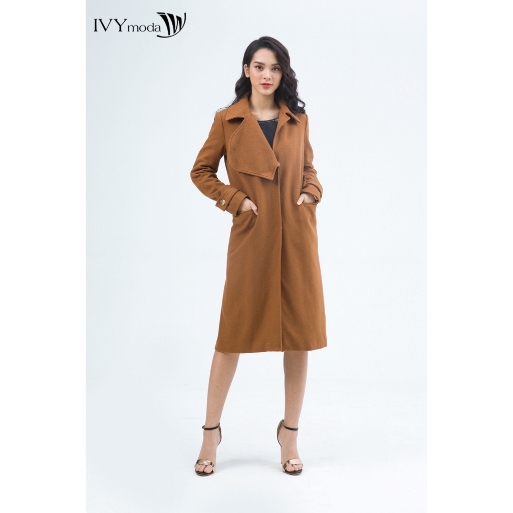 [NHẬP WABRTL5 GIẢM 10% TỐI ĐA 50K ĐH 250K ]Áo khoác dạ nữ cổ vạt IVY moda MS 71B7648