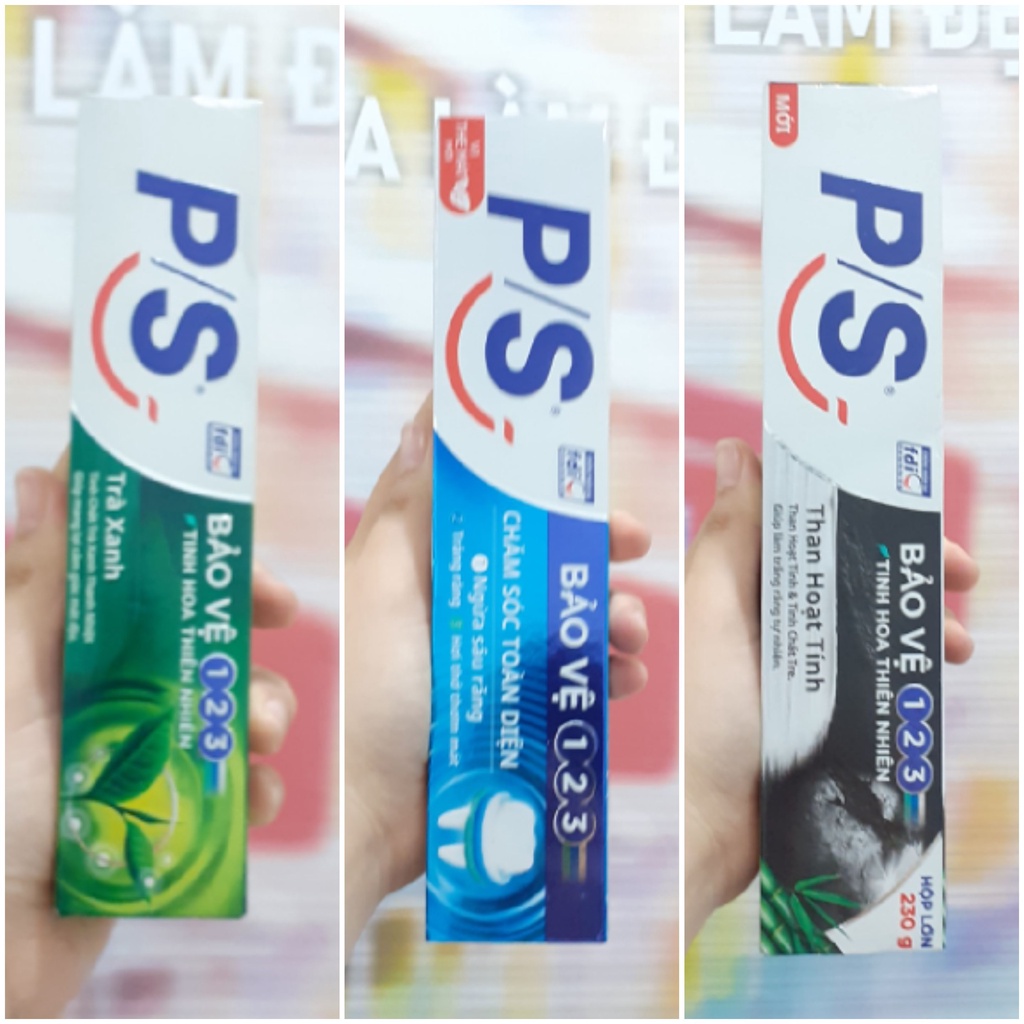 Kem đánh răng PS 230g / Bảo Vệ 123 Chăm sóc toàn diện 180g / Trà xanh 100g