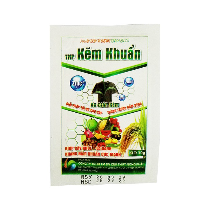 Kẽm khuẩn gói 30gram giúp cây khỏe lá xanh, kháng nấm khuẩn cực mạnh