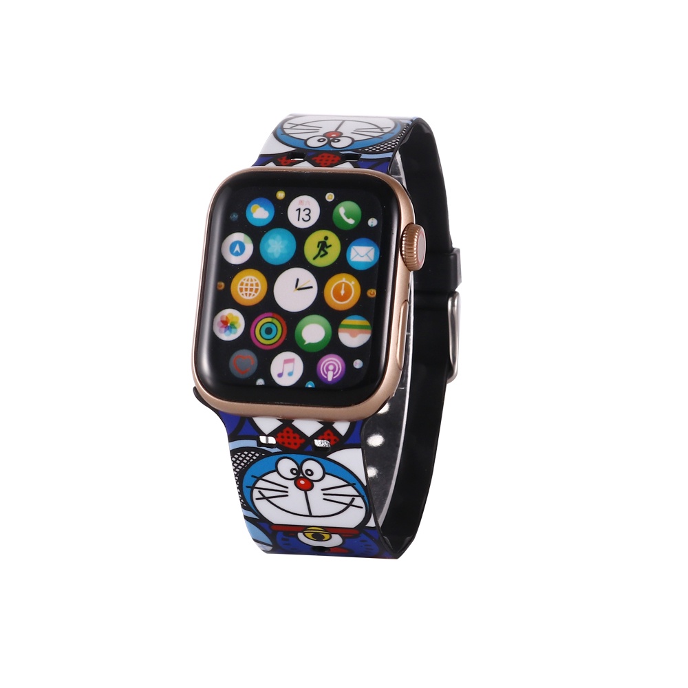 Dây Đeo Đồng Hồ Họa Tiết Hoạt Hình Doraemon Cho iWatch Series 8 7 SE 6 5 4 3 2 1 Correa 38 40 41 42 44 45mm