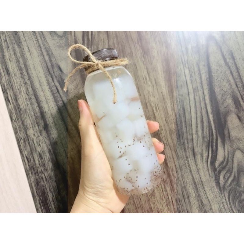 SET 10 CHAI NHỰA TRÒN 330ML NẮP ĐEN MIỆNG RỘNG