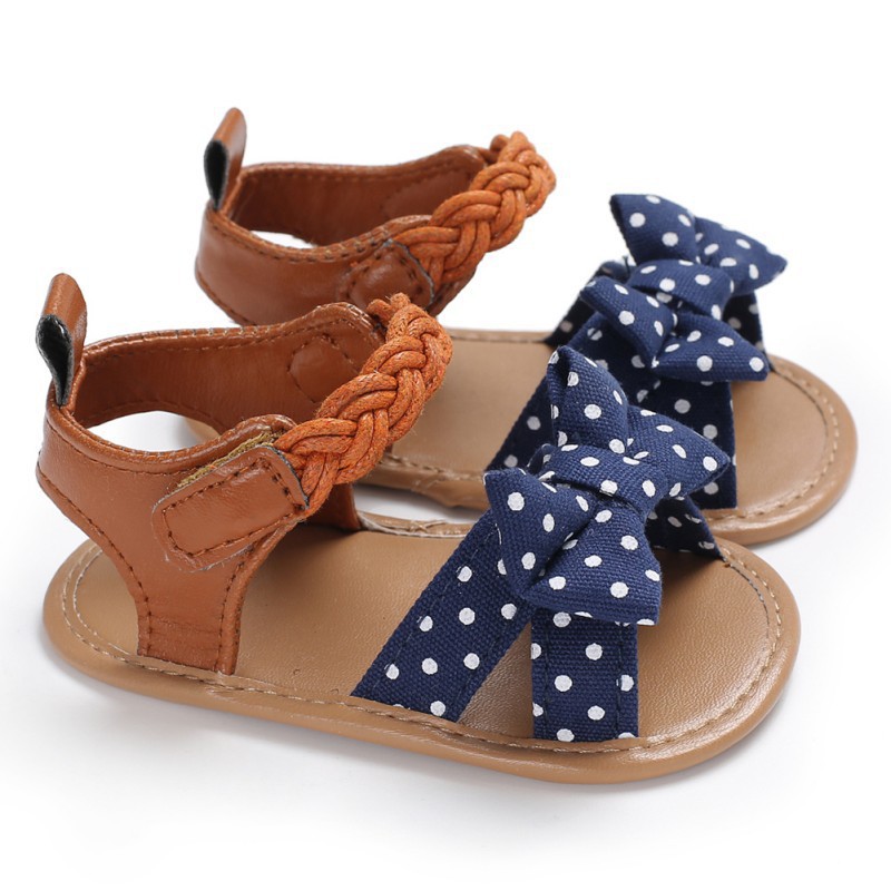 Giày sandals quai nơ kẻ sọc dễ thương cho bé