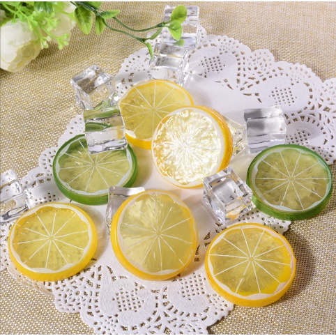 (NHƯ THẬT) Lát Chanh Giả Màu Xanh -Vàng-Cam / Hoa sứ trắng, Bông Đào Lẻ decor chụp ảnh