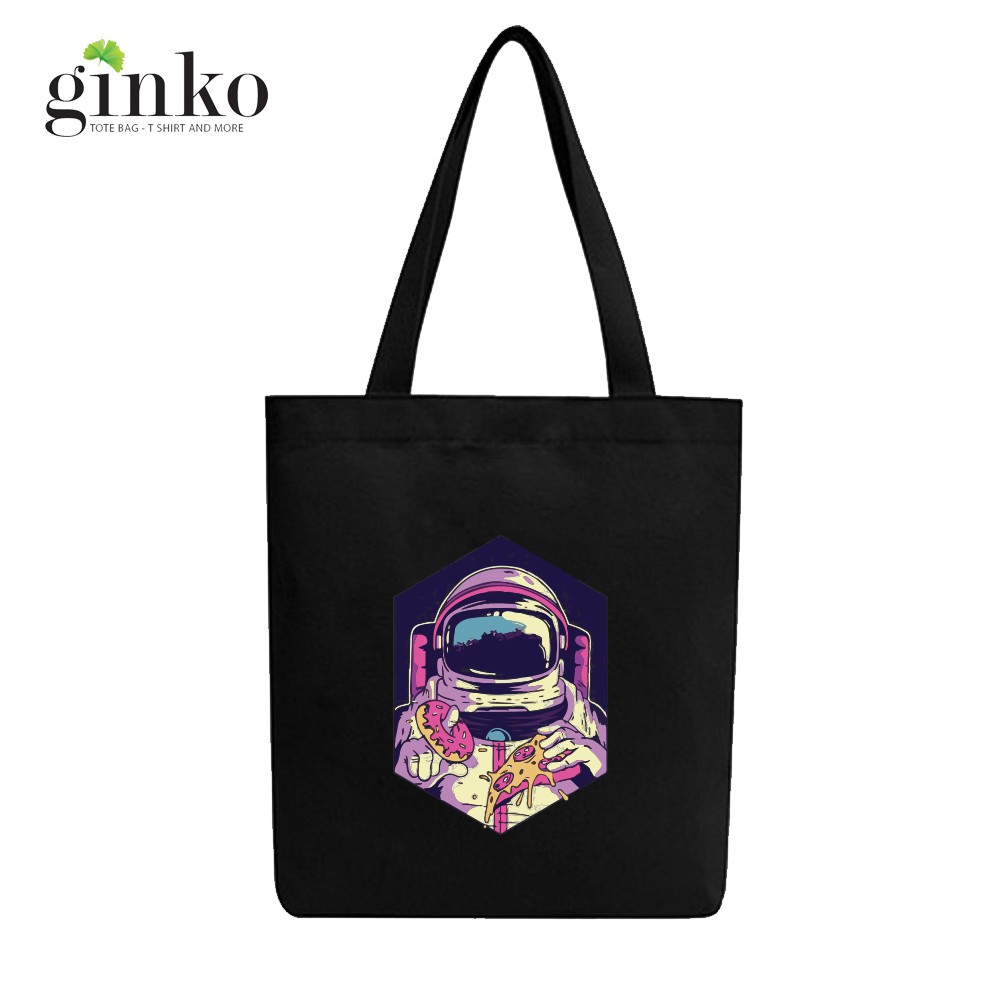 Túi Vải Tote Ginko Dây Kéo Phong Cách ulzzang Hàn Quốc In Hình Astronaut B18