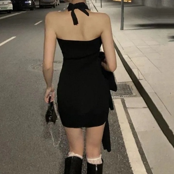 Đầm Ôm Hai Dây Màu Đen Thời Trang Mùa Hè Sành Điệu Cho Nữ